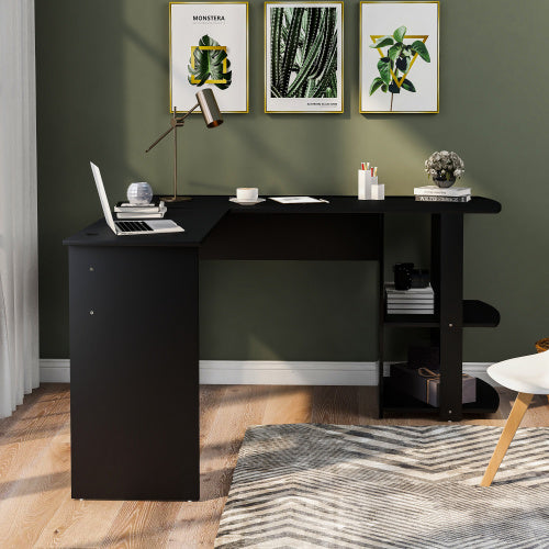 Corner L-Shaped Desk Office Desk -  Black