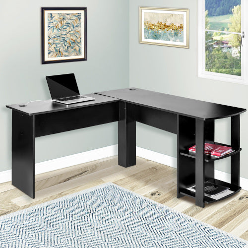 Corner L-Shaped Desk Office Desk -  Black