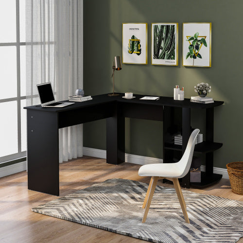 Corner L-Shaped Desk Office Desk -  Black